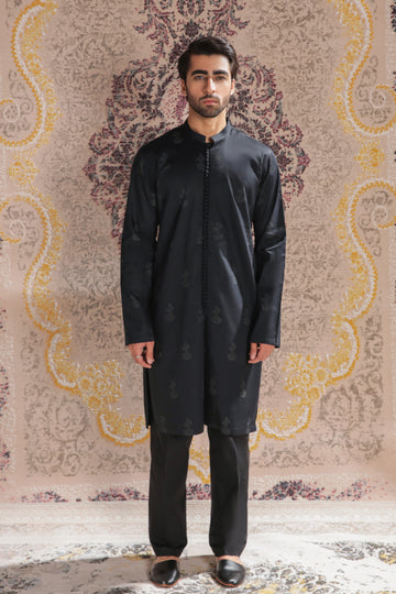 CACTUS BLOCK PRINTED SHERWANI STYLE KURTA WITH TROUSERS